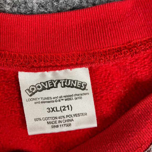 Looney Tunes Sweatshirt Mens 3XL Red Graphic Pullover Marvin Taz Tweety - Picture 4 of 7